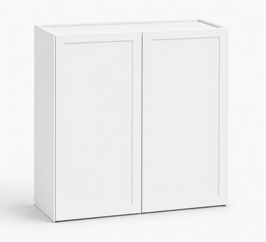 Slim Shaker White 30″ H Double Doors Wall Cabinet