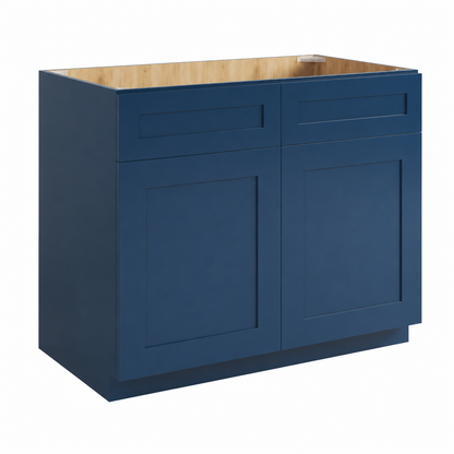 Navy Blue Shaker Base Cabinet Double Doors Full Height