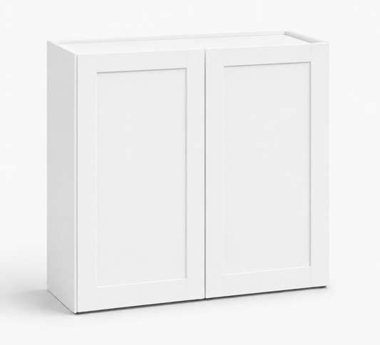 White Shaker 30″ H Double Door Wall Cabinet