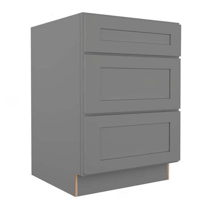Gray Shaker Vanity Three Drawer Base Cabinet