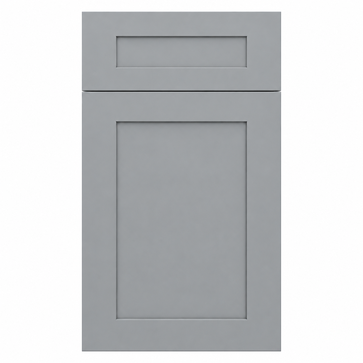Gray cabinet door on a white background ( USA Cabinets Outlet )