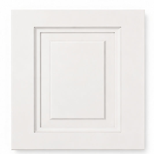 Warm White Shaker cabinet door sample with classic recessed panel design and smooth white finish on a clean white background.