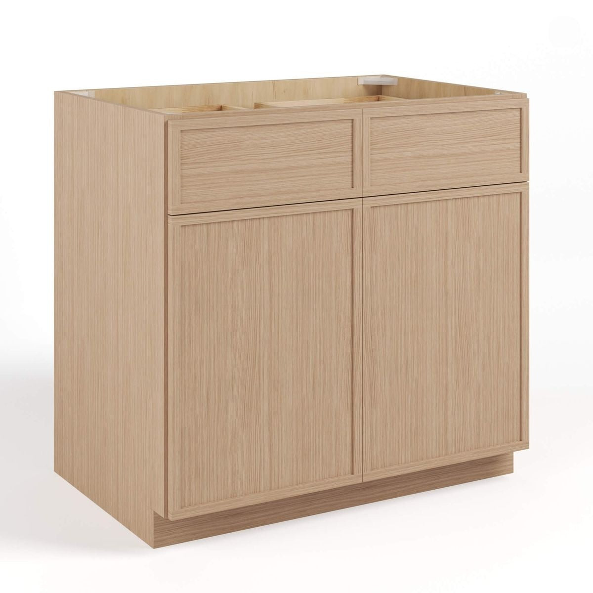 Slim Natural Oak Shaker Sink Base Cabinet – 2 Doors &  2 False Drawer