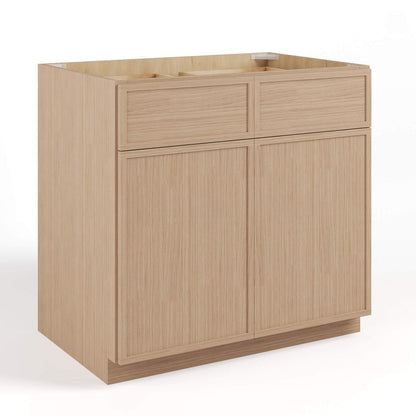 Slim Shaker Oak 24"D  Base Cabinet with 2 Doors & 2 Drawers