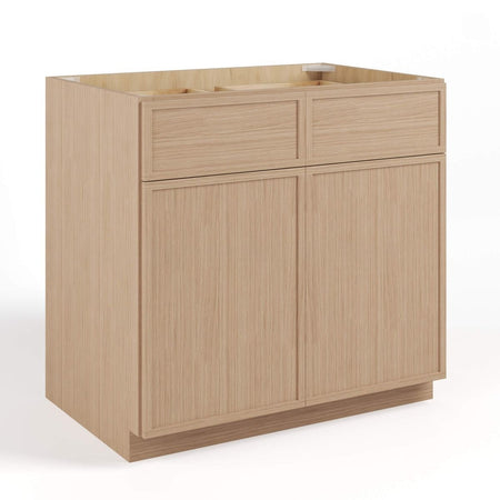 Slim Shaker Oak 24"D Base Cabinet with 2 Doors & 2 Drawers | USA Cabinets Outlet
