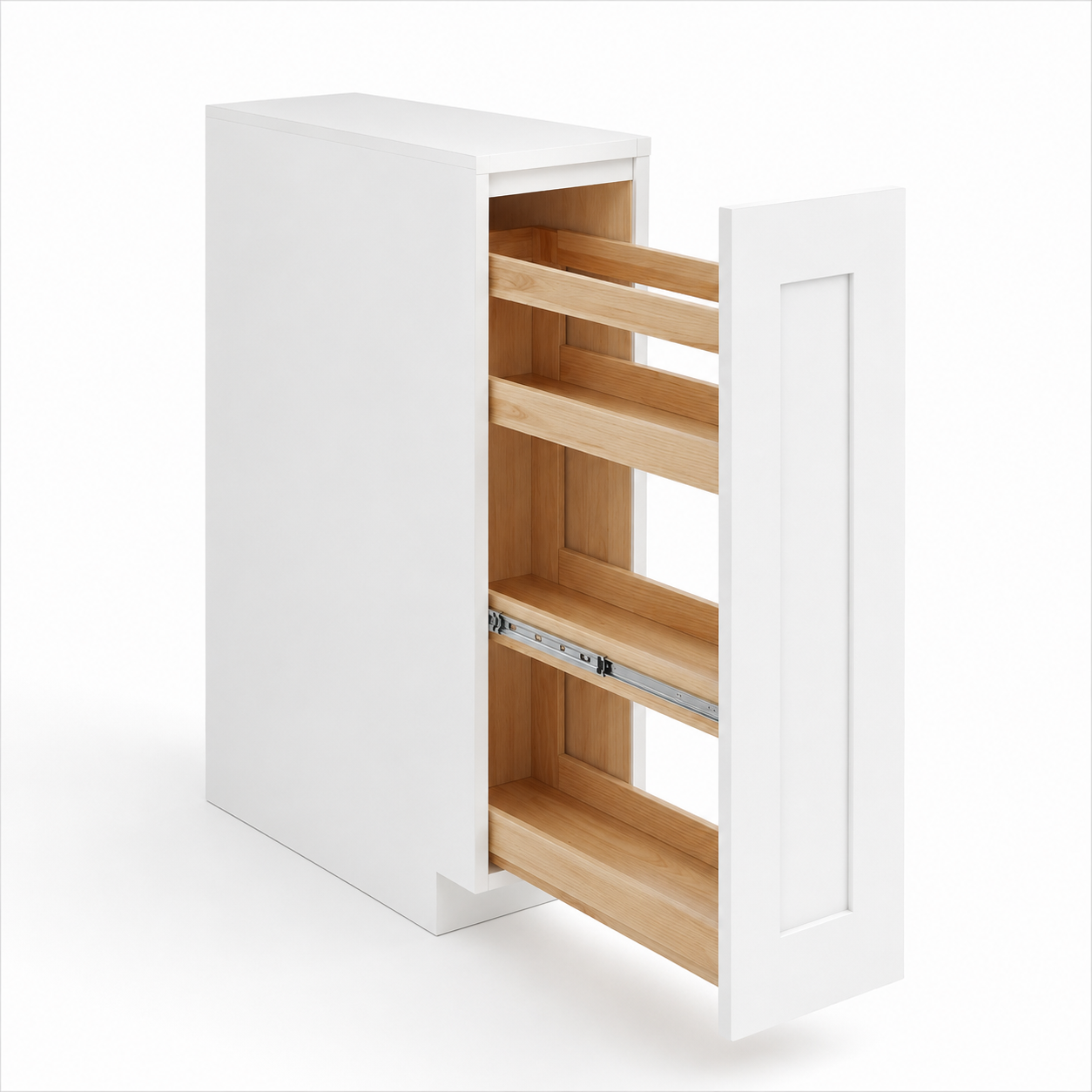 White Shaker Spice Pull Base Cabinet