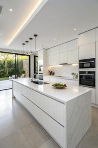 Frameless Gloss White Sink Base With Double Doors and Double Dummy Drawer Vanity Sink Base