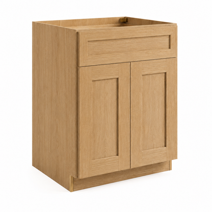 English Toffee Shaker 24"D Base Cabinet with Double Doors & Single Drawer