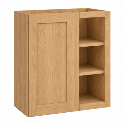 English Toffee Shaker Wall Blind Corner Cabinet – 27"W × 12"D