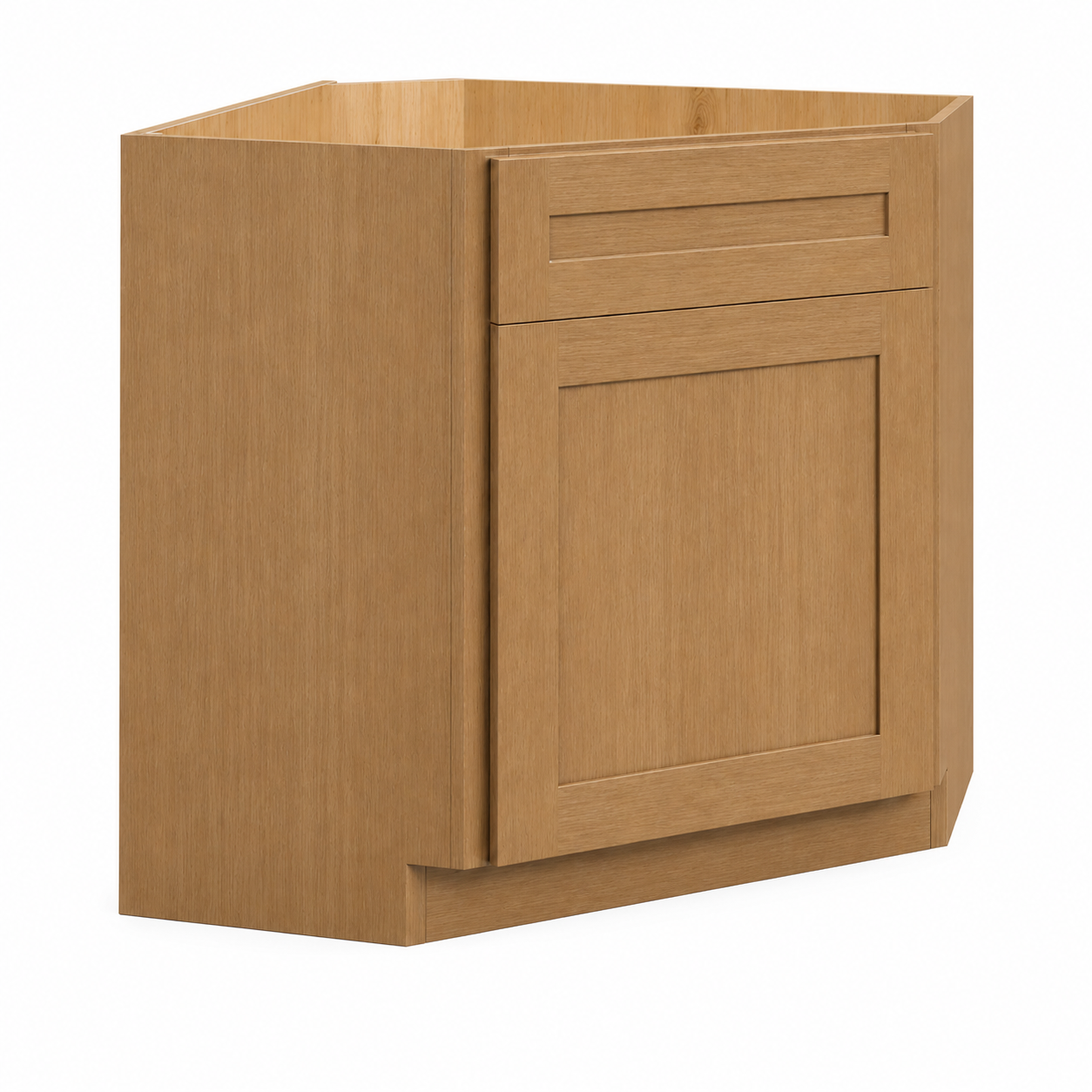 English Toffee Shaker Corner Sink Base Cabinet with False Drawer