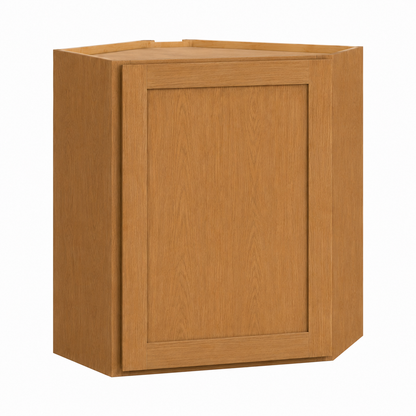 English Toffee Shaker Wall Diagonal Corner Cabinet – 24"W × 12"D