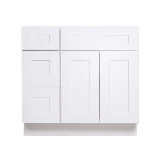 White Shaker Vanity Combo Cabinet Fake Drawer