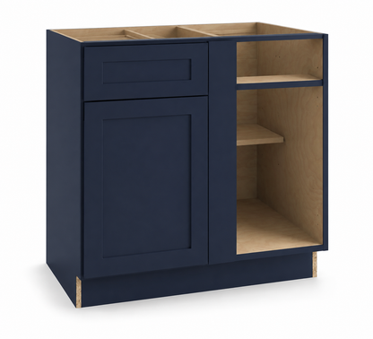 Navy Blue Shaker Blind Corner Base Cabinet (L/R interchangeable)