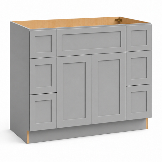 Grey  Shaker 48" Vanity Sink Drawer Base Cabinet