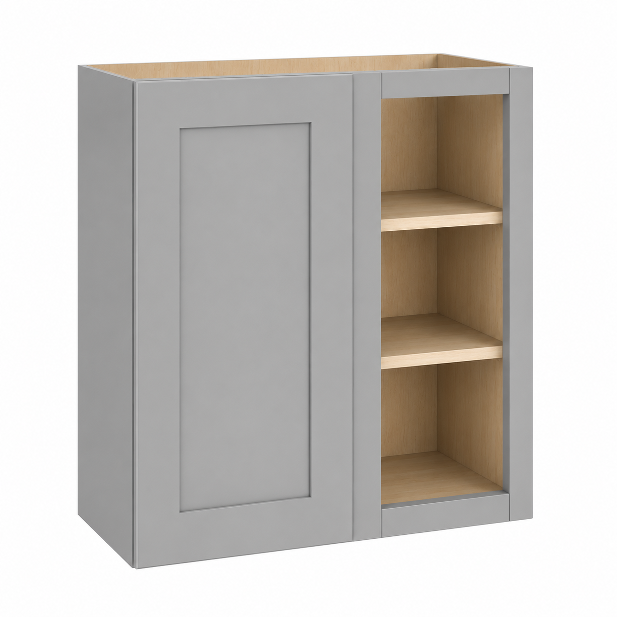 Gray Shaker Wall Blind Corner Cabinet – 27"W × 12"D