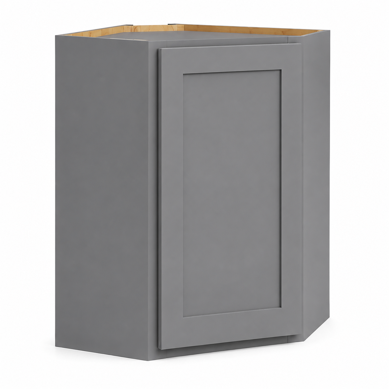 Gray Shaker Wall Diagonal Corner Cabinet – 27"W × 12"D