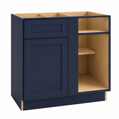 Navy Blue Shaker Blind Corner Base Cabinet (L/R interchangeable)