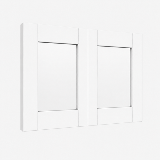 White Shaker 15"H Double Glass Door