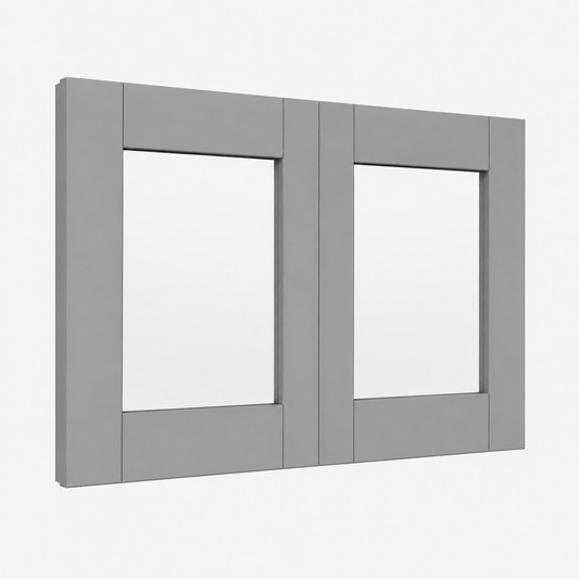 Gray Shaker 15"H Double Glass Door