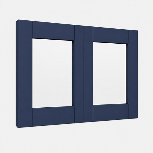 Navy Blue Shaker 15"H Double Glass Door