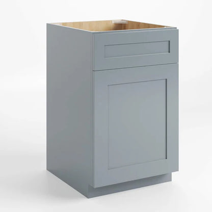 Gray kitchen cabinet with a wooden top on a white background ( USA Cabinets Outlet )