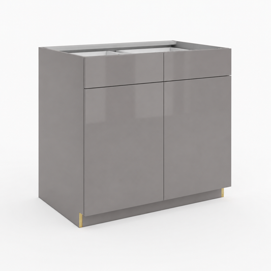 Gray kitchen cabinet with a white countertop on a white background |USA Cabinets Outlet |