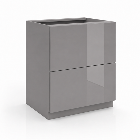 High Gloss Gray 2 Drawer Base Cabinet