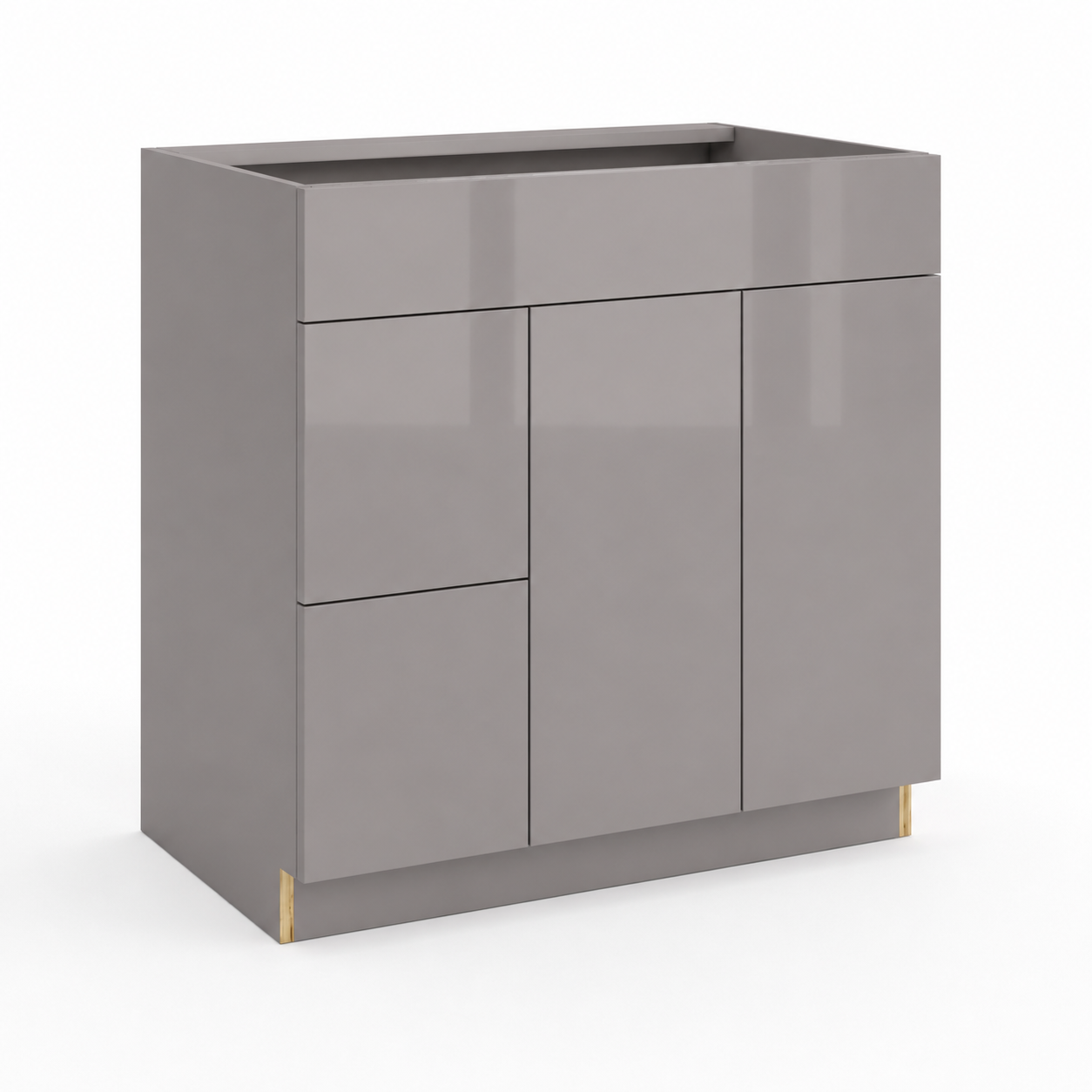 High Gloss Gray 36"W Vanity Combo Base Cabinet