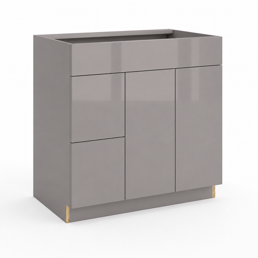 Gray cabinet with doors and drawers on a white background |USA Cabinets Outlet |