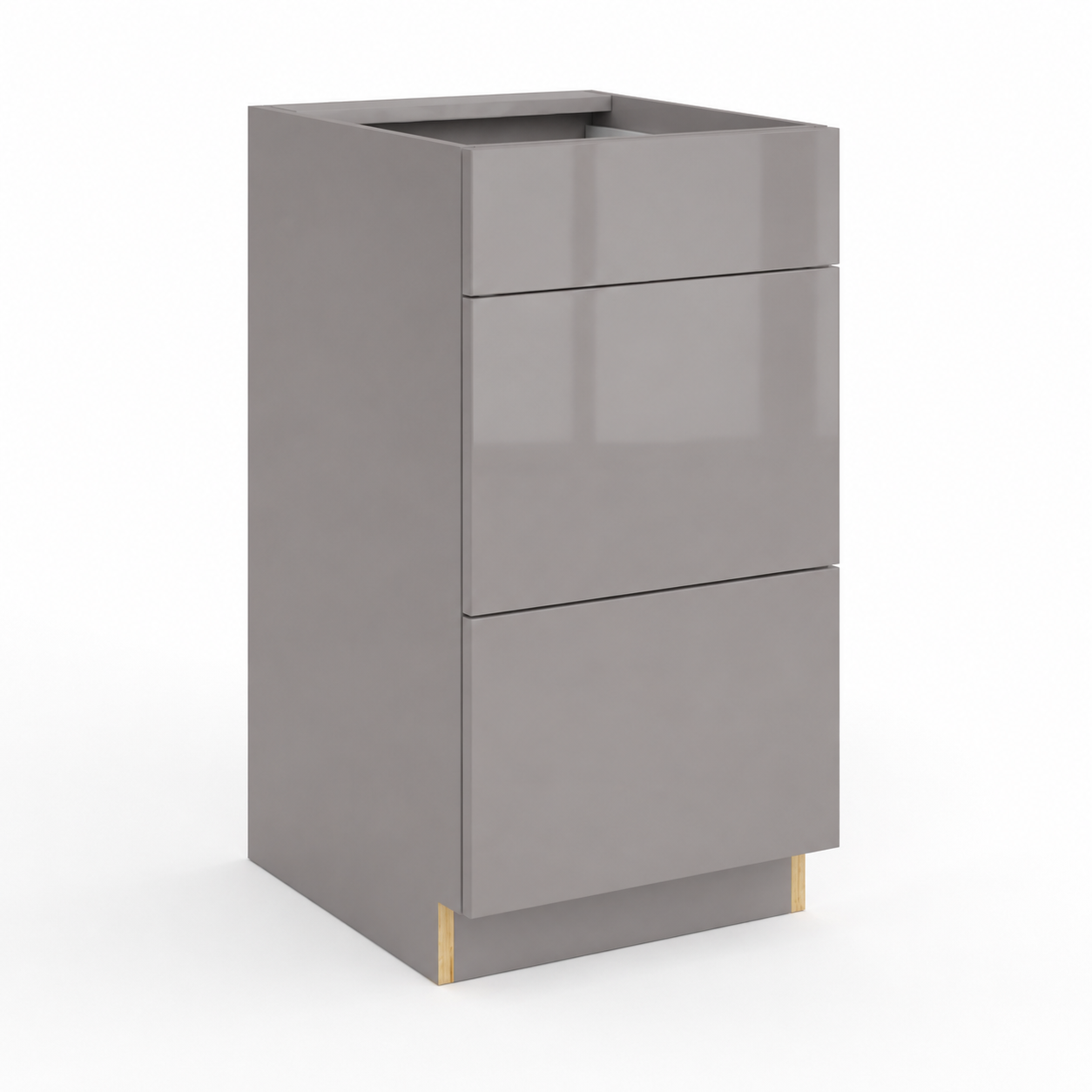 High Gloss Gray Vanity Three Drawer Base Cabinet