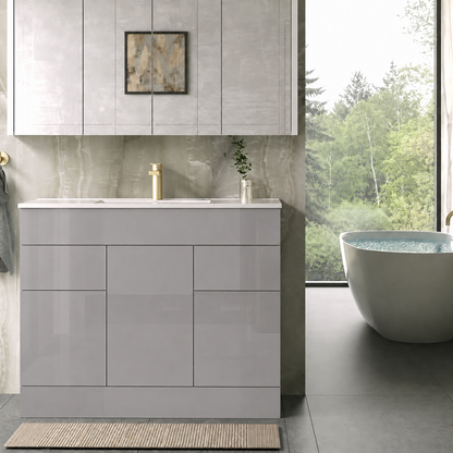 High Gloss Gray 30"W Vanity Combo Base Cabinet