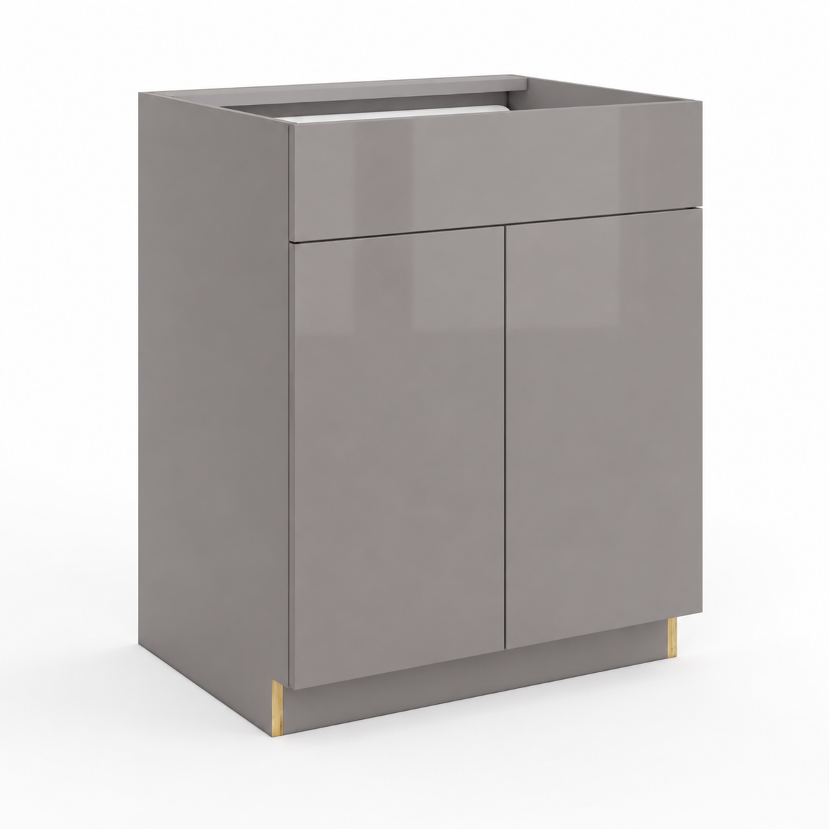 High Gloss Gray Single Drawer Vanity Sink Base Cabinet