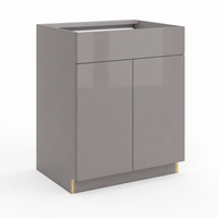 High Gloss Gray Single Drawer Vanity Sink Base Cabinet