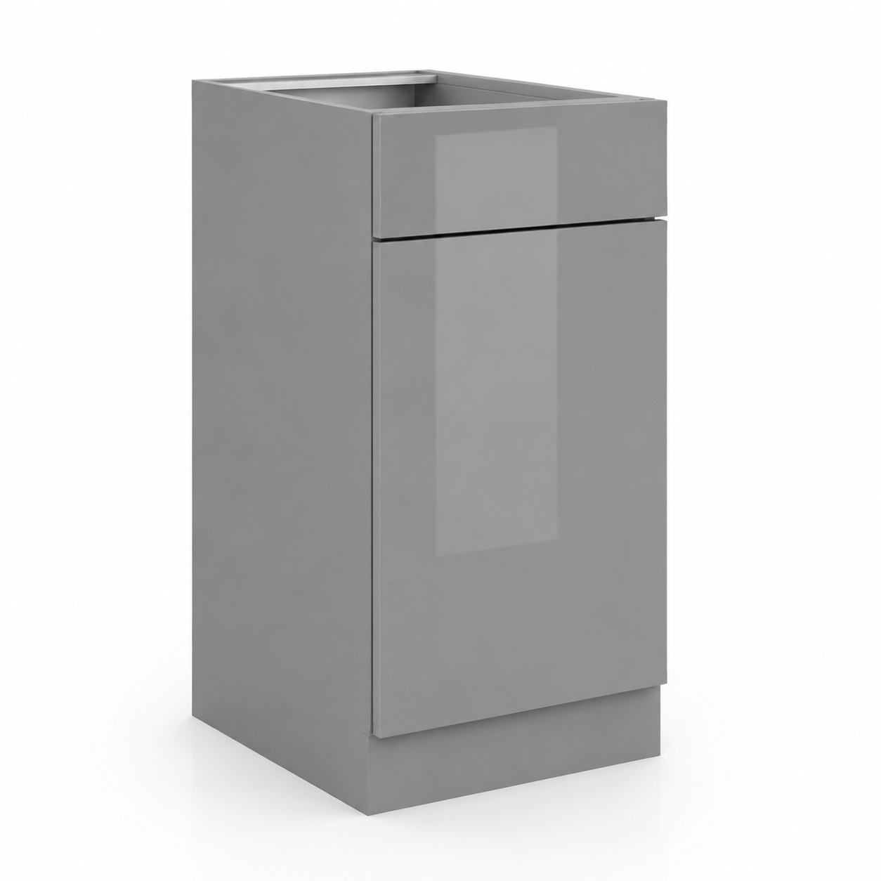 High Gloss Gray 24"D  Base Cabinet Single Door One Drawer