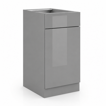 High Gloss Gray 24"D  Base Cabinet Single Door One Drawer