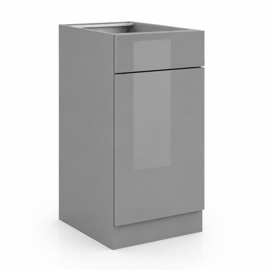 High Gloss Gray 24"D  Base Cabinet Single Door One Drawer