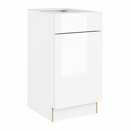 High Gloss White 24"D  Base Cabinet Single Door One Drawer