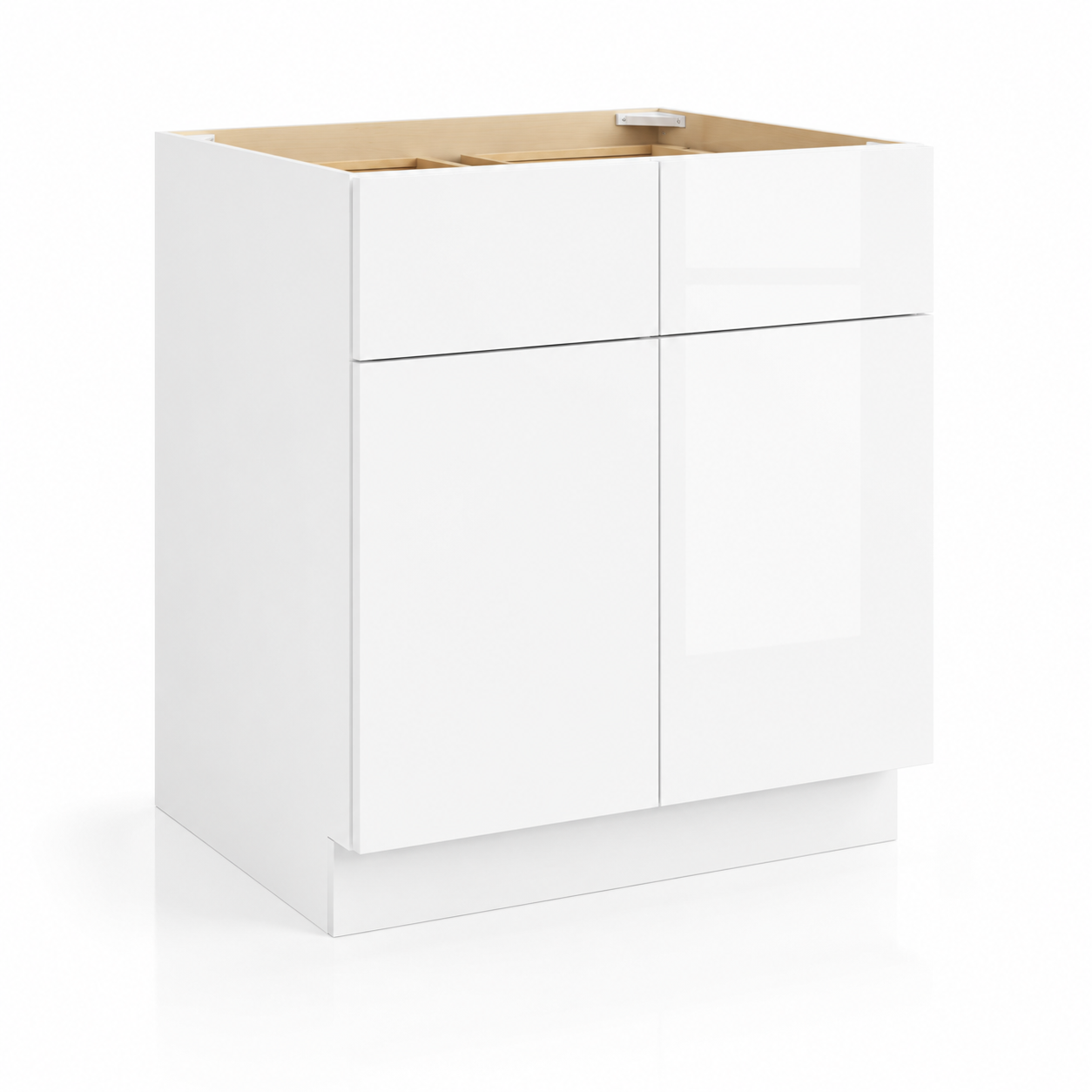 High Gloss White 24"D  Base Cabinet with 2 Doors & 2 Drawers
