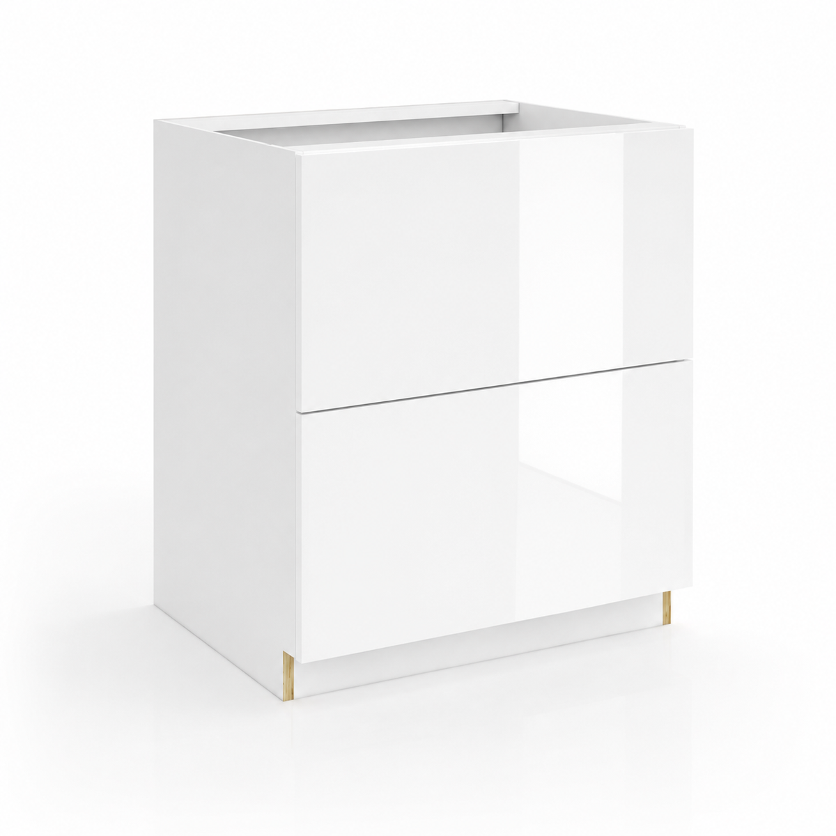 High Gloss White 2 Drawer Base Cabinet