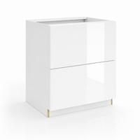 High Gloss White 2 Drawer Base Cabinet