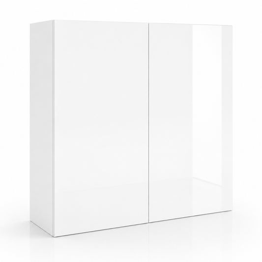 High Gloss White 30″ H Double Door Wall Cabinet