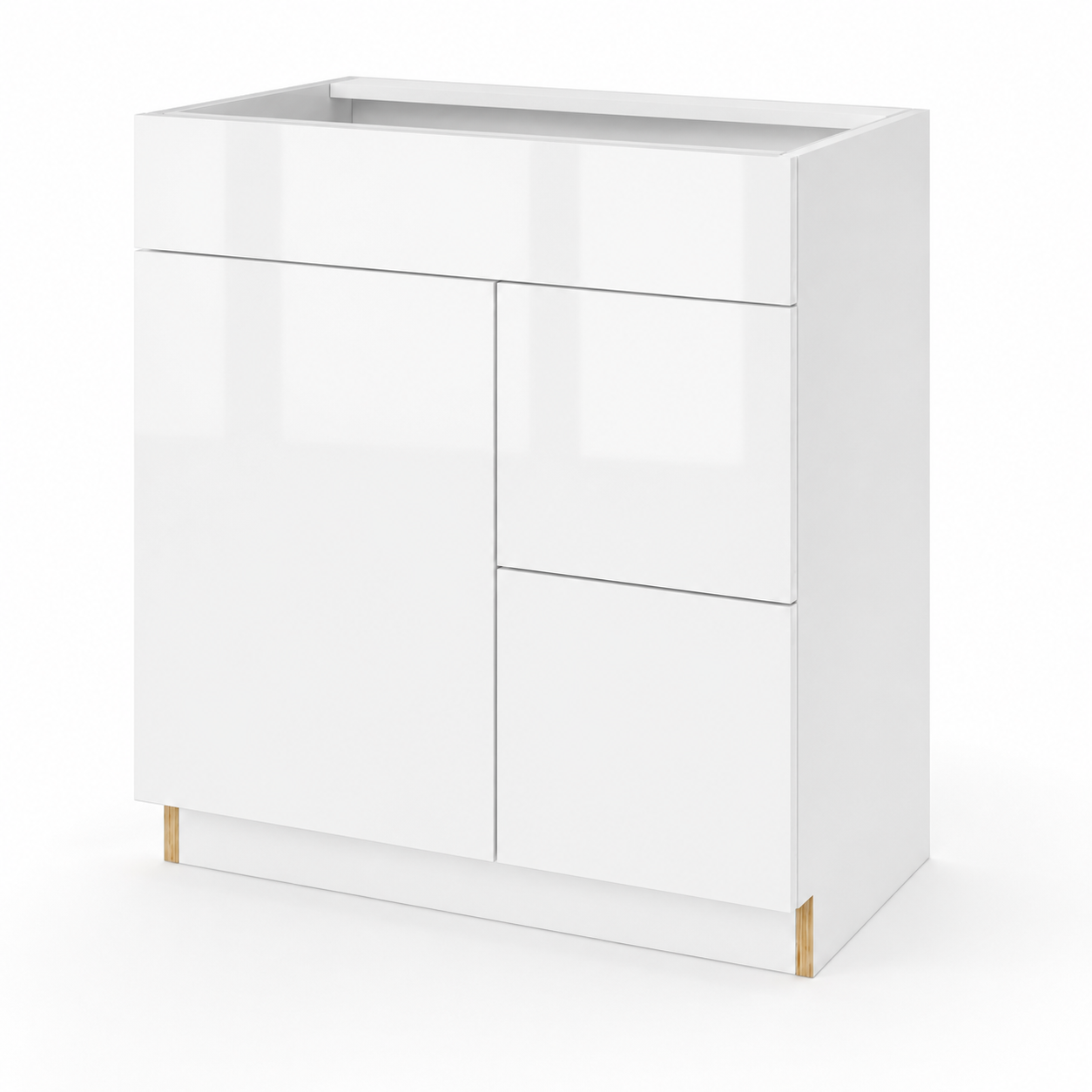 High Gloss White 30"W Vanity Combo Base Cabinet