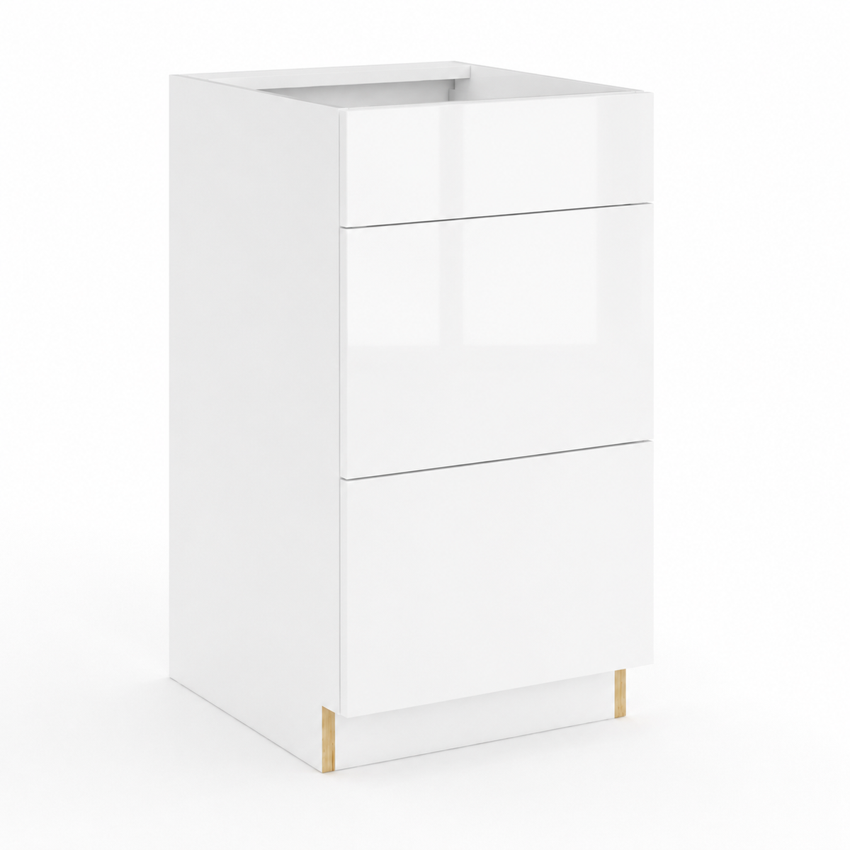 High Gloss White Vanity Three Drawer Base Cabinet