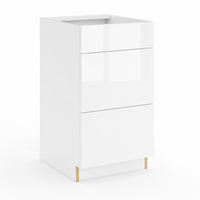 High Gloss White Vanity Three Drawer Base Cabinet