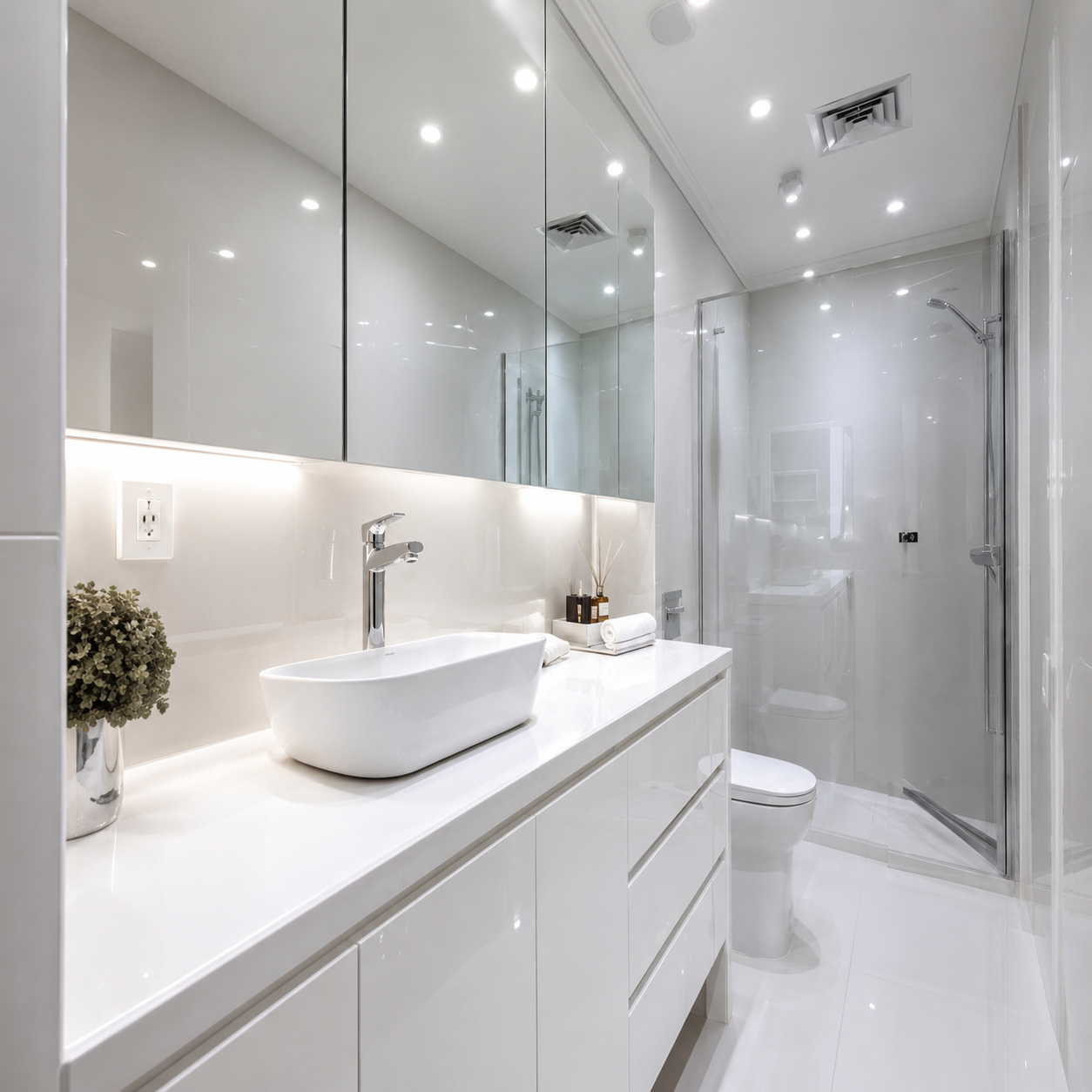 High Gloss White 36"W Vanity Combo Base Cabinet