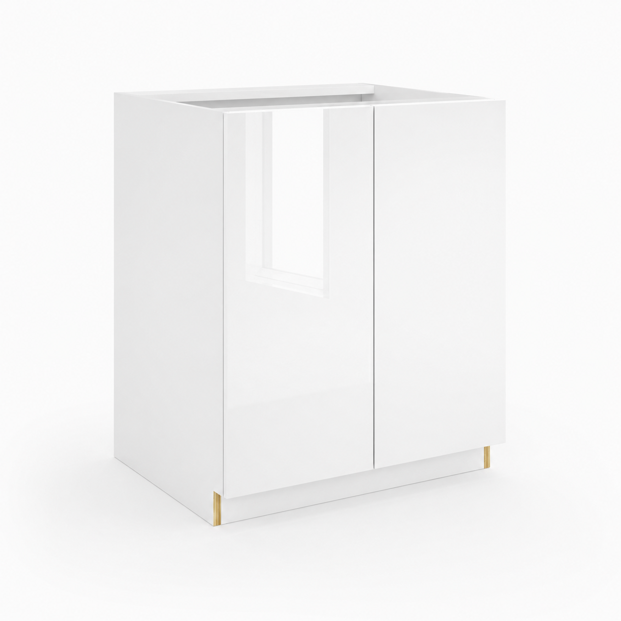 High Gloss White Full Height Double Door Base Cabinet