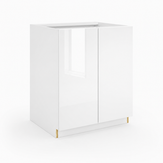 High Gloss White Full Height Double Door Base Cabinet