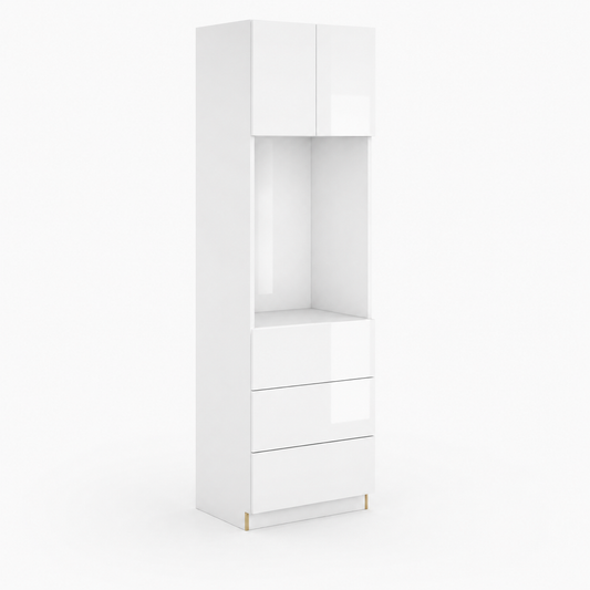 Slim white shaker oven pantry cabinet