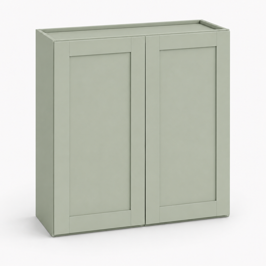 Jade Green Shaker 36″ H Double Door Wall Cabinet