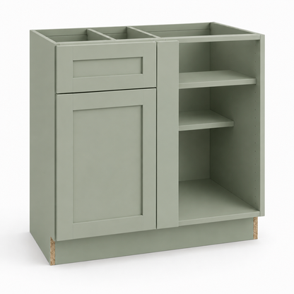 Jade Green Shaker Blind Corner Base Cabinet (L/R interchangeable)